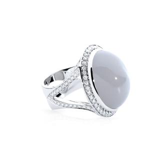 CUSHION Ring small grauer Mondstein