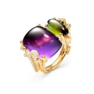 BoHo Doppelring mit Pavébesatz