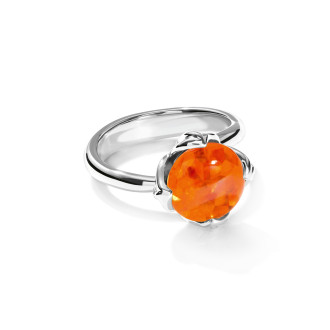 TULIP Ring Small mit Mandarin Granat
