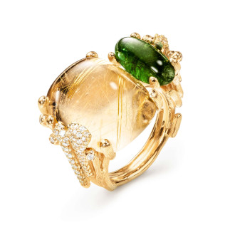 BoHo Doppelring mit Pavébesatz