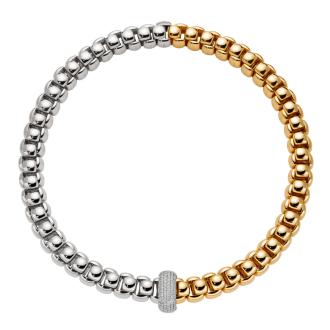 Luna zweifarbige Halskette mit Pavé Diamanten