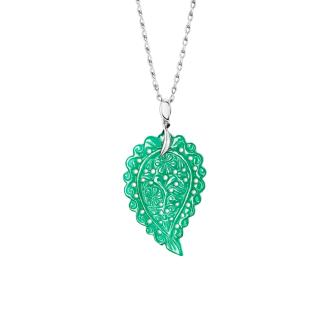 INDIA Leaf Anhänger medium grüner Onyx