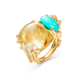 BoHo Doppelring mit Diamant-Pavé