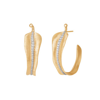 Leaves Creolen groß mit Diamant-Pavé