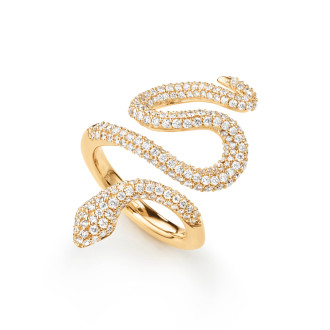 Snakes Ring mittel mit Diamant-Pavé