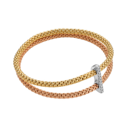 FOPE - Prima doppeltes Mesh-Armband mit Diamantpavé