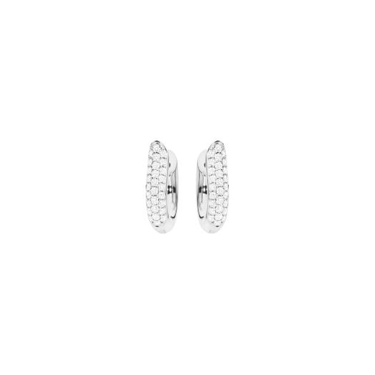 Tamara Comolli - SIGNATURE Hoop Ohrringe medium mit Diamant Pavé  18 K Weißgold