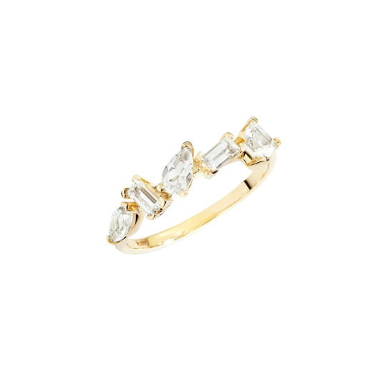 DoDo - Halb-Eternity Ring mit Weissen Topasen