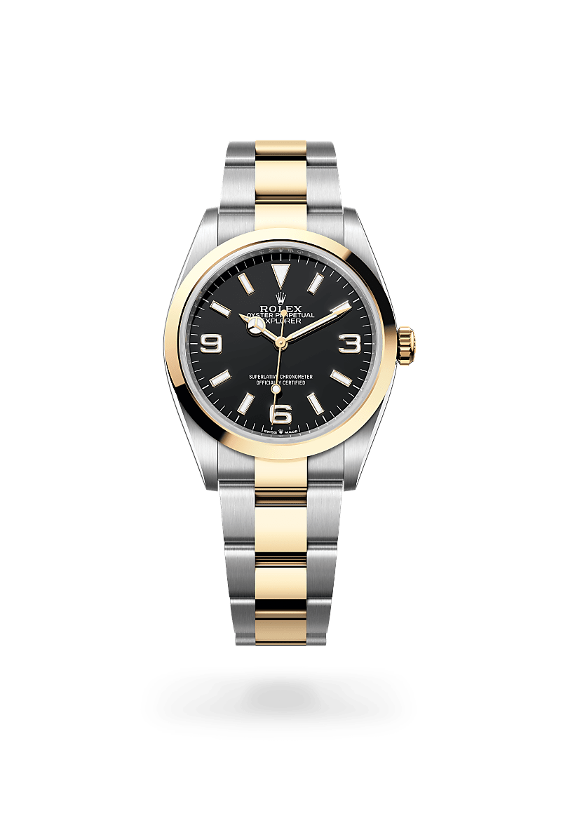 Rolex Explorer 36 Herrenuhr / Damenuhr (M124273-0001) Oyster, 36 mm, Edelstahl Oystersteel und Gelbgold