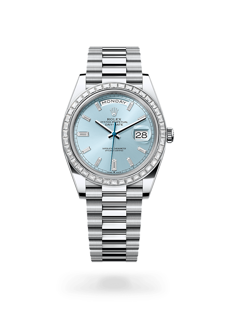 Rolex Day-Date 40 M228396TBR-0002 Herrenuhr - Oyster, 40 mm, Platin mit Diamanten